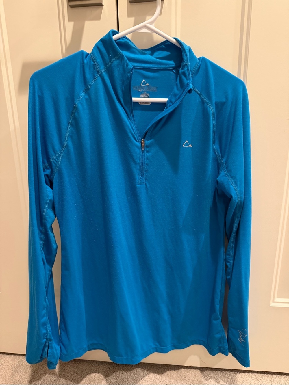 Women’s Blue Half-Zip Performance Merino Wool Shirt - Picture 2 of 3